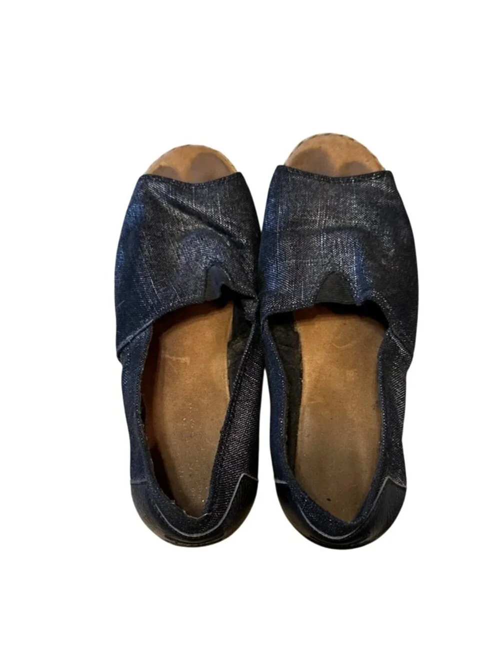 Toms Black Open-Toe Espadrille Flats With Woven Sole Womens Size 7